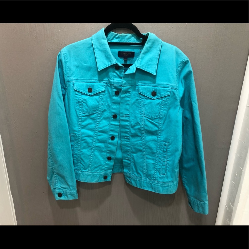 Talbots Teal Jean Jacket Lg Petite